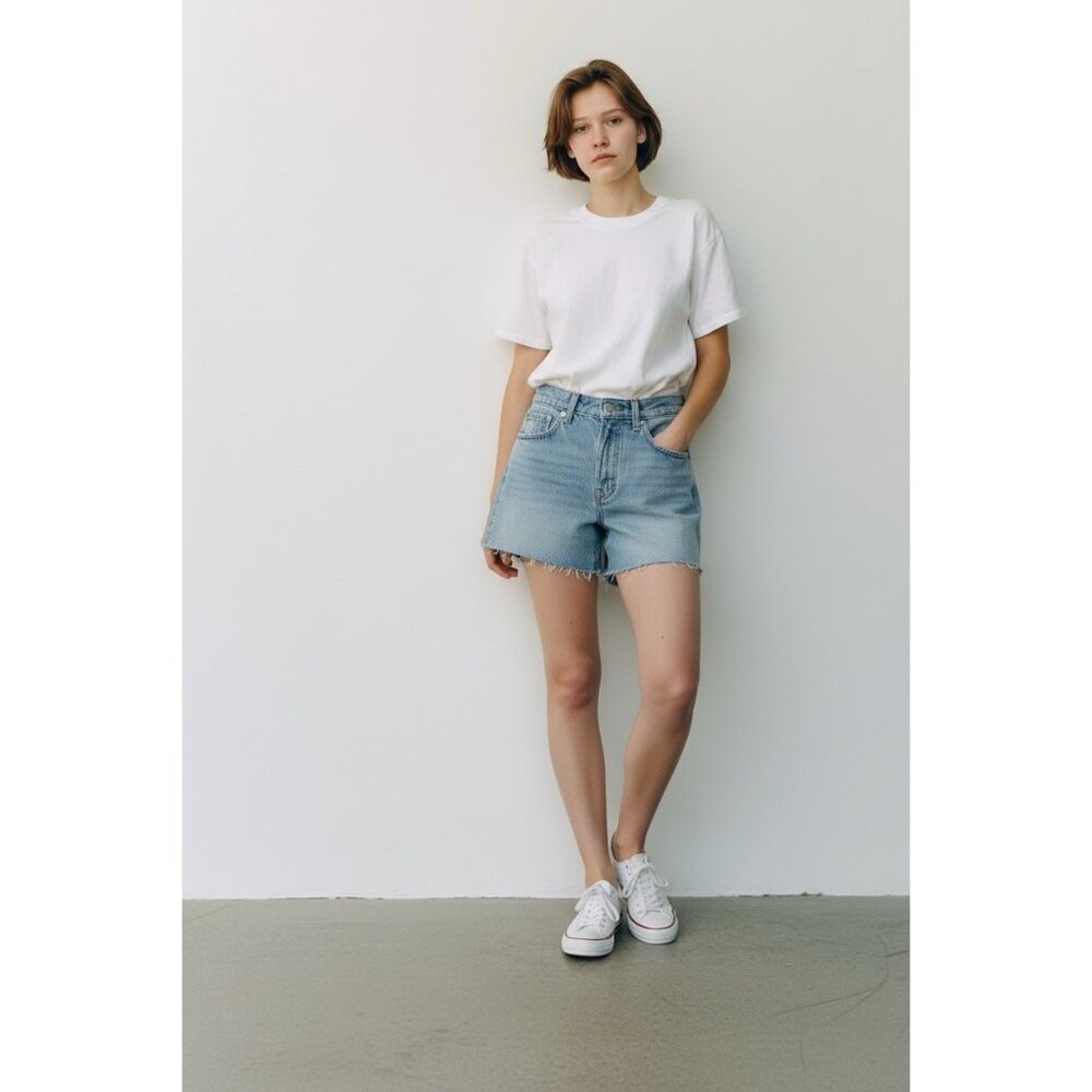 Madewell Perfect Vintage High Rise 3" Inseam Shorts Forster Blue Wash Size 24